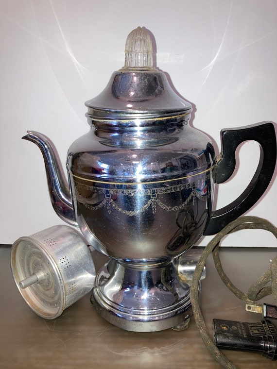 Farberware Chrome Percolator Coffee Pot Set, Faberware Chrome Plated Electric  Coffee Pot, Farberware Coffee Pot With Cord and Insides, Good -  Hong  Kong