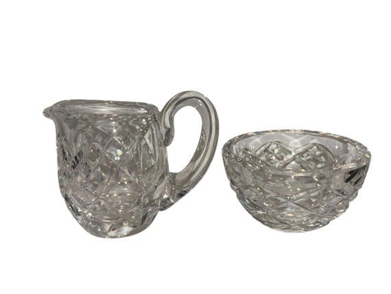Waterford Giftware Small Cream Sugar, Signed Waterford Crystal Small Cream Sugar, Waterford Giftware Small Cream Pitcher Sugar Bowl, Mint
