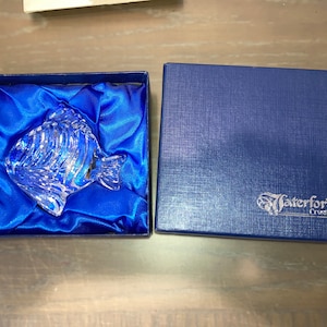 Vintage Waterford Fish Paperweight, Signed Waterford Crystal Paperweight, Crystal Angel Fish Paper Weight, Desk Accessories, new in box