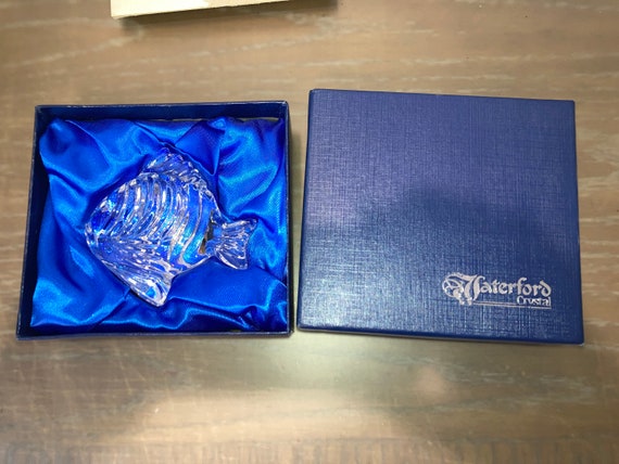 Vintage Waterford Fish Paperweight, Signed Waterford Crystal Paperweight, Crystal Angel Fish Paper Weight, Desk Accessories, new in box