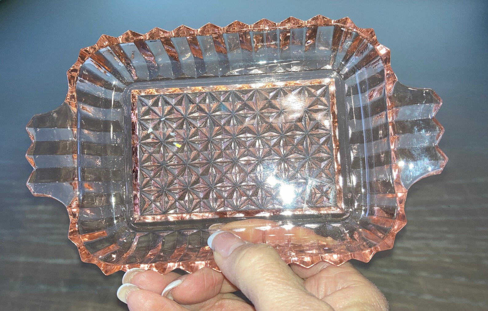 Vintage Pink Depression Glass Tray Small Beautiful Soft Pink Etsy