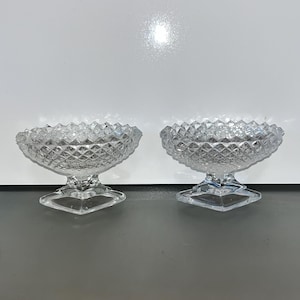 2 vintage diamanten beker zoutkelder, diamanten sokkel zoutkelder, vintage ovale sokkel zoutdip, diamanten zoutkelder, mint