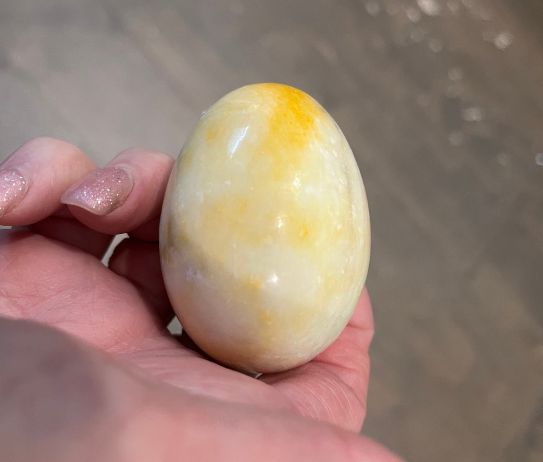 Marble Yellow Marble Egg, Yellow Vein Marble Egg, Egg Made in Italy ...