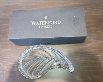 Waterford Paisley Vanity Tray, Waterford Crystal Leaf Dish, Waterford 7" Perfume Tray, Waterford Crystal Tray, Waterford New in Box
