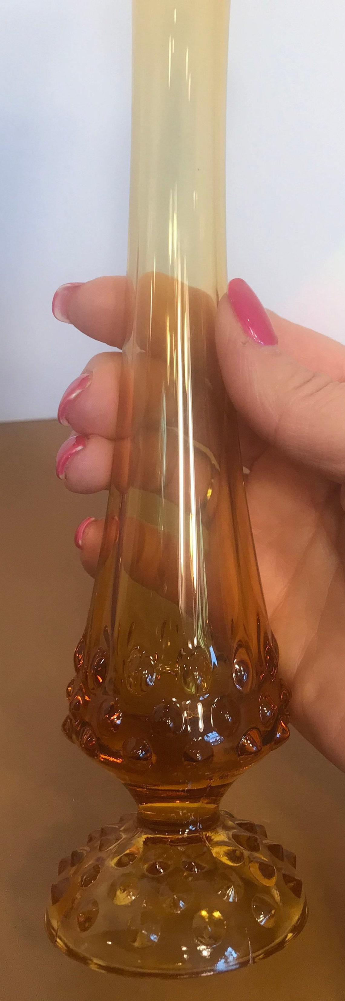 Gold Mid Century Bud Vase Vintage Fenton Gold Glass Hobnail Etsy