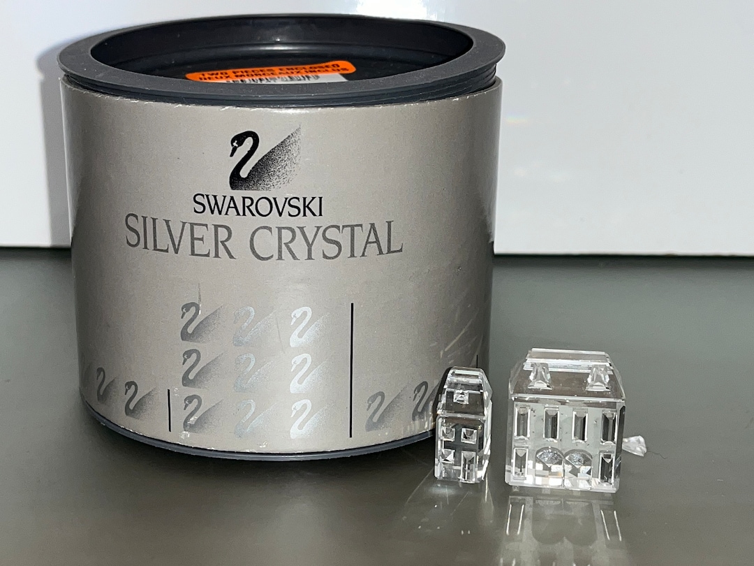 Set of 2 Swarovski Crystal Houses, Swarovski Crystal Village House