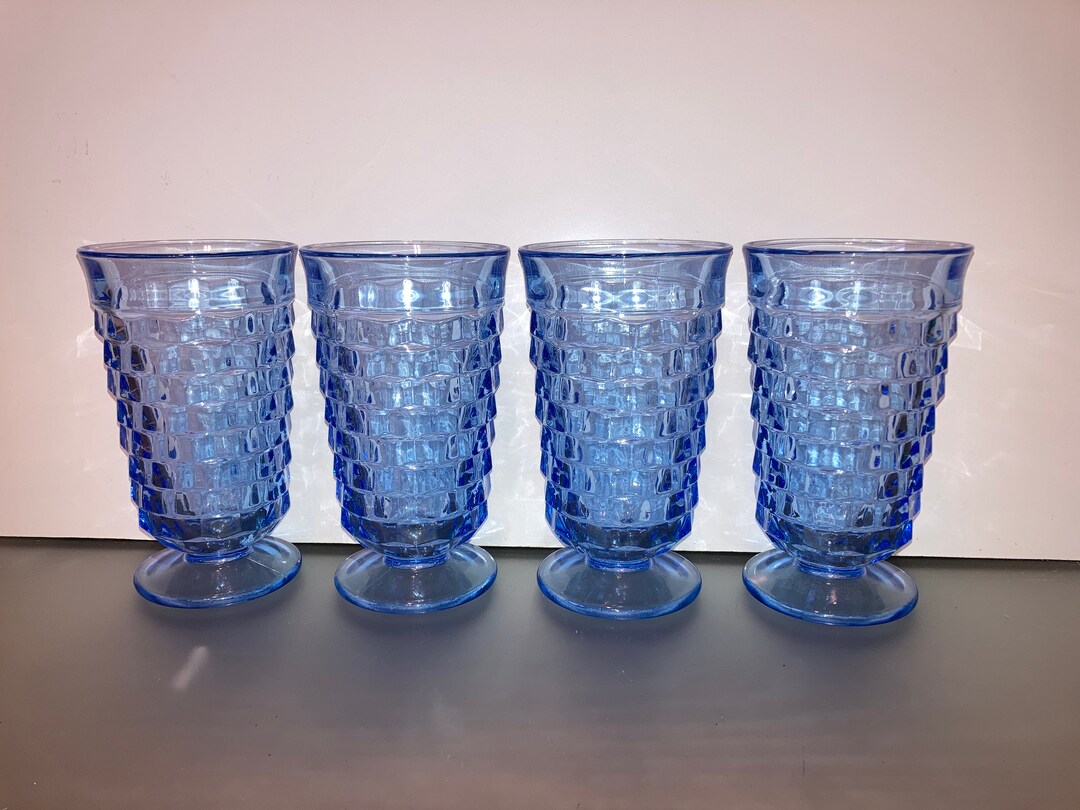 4 Vintage Indiana Whitehall Glasses Whitehall Colony Cubist Etsy