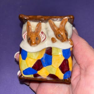 Vintage Royal Doulton Bunnykins Sleepytime, 1975 Royal Doulton England Bunnykins, Royal Doulton Mother and Father Bunny, Mint