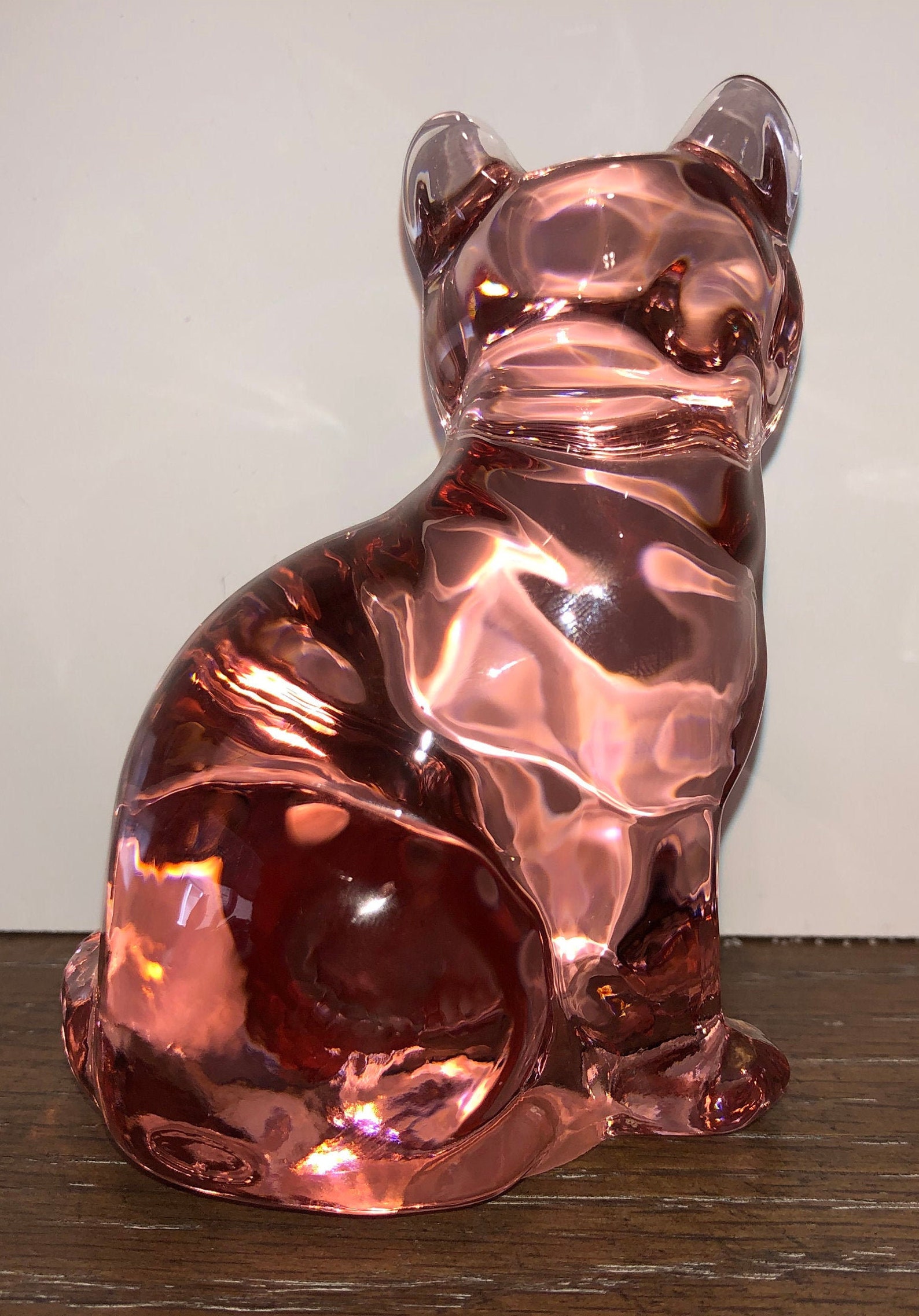 Fenton Pink Cat Figure Vintage Pink Glass Cat Fenton Pink Etsy