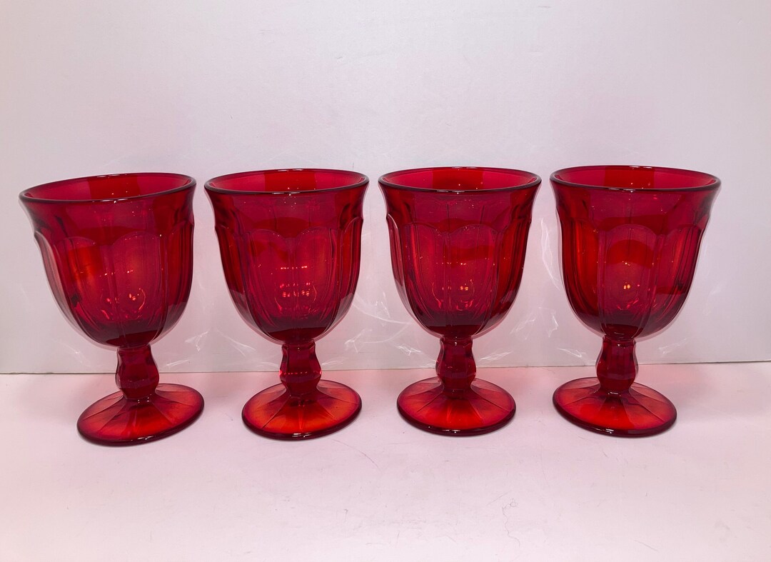 4 Red Amberina Stemmed Glasses Vintage Noritake Provincial Etsy