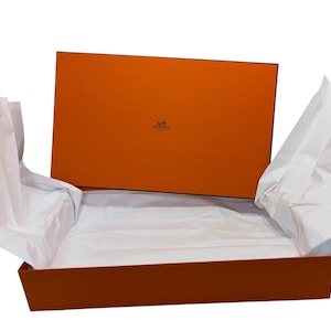 Hermes Gift Box, Empty Hermes Box with Tissue, Hermes Box 3&quot; tall x 15 1/4&quot; long x 9 1/2&quot; wide, Hermes Gift Box, Perfect