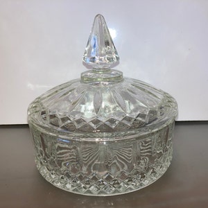 Vintage Indiana Princess Candy Dish, Clear Glass Candy Dish, Glass Lidded Candy Dish, Indiana Covered Candy Dish, Small CHIP inside Rim