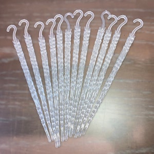12 Glow in the Dark Icicle Ornaments, 5 1/2&quot; Shatterproof Icicle Ornaments, 12 Clear Twisted Icicle Ornaments, Glow in the Dark Icicles