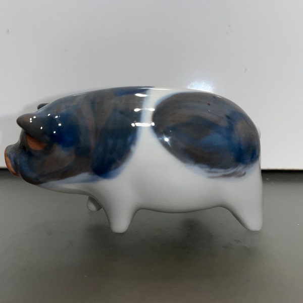Otagiri Japan Pigs, Vintage Porcelain Miniature Pig Piglet, Otagiri Blue White Porcelain Pig, 3" Pig Figure, Japan Pig, Mint