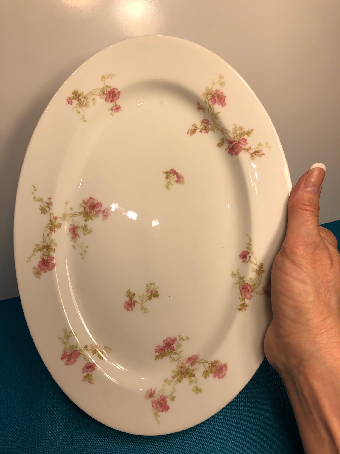 Vintage Haviland Limoges Pink Roses Oval Platter Limoges Etsy