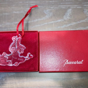 Vintage Baccarat kristallen kerstornament 2000, Baccarat engelornament, Baccarat 2000 engel kerstornament, nieuw in doos