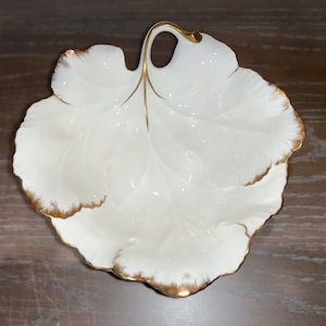 Vintage Mikasa Leaf Bowl, Vintage Mikasa Off white 7 1/2&quot; Larry Lasio Dish , Mikasa Japan Leaf Dish, Mikasa Gold Trimmed Leaf Dish, Mint