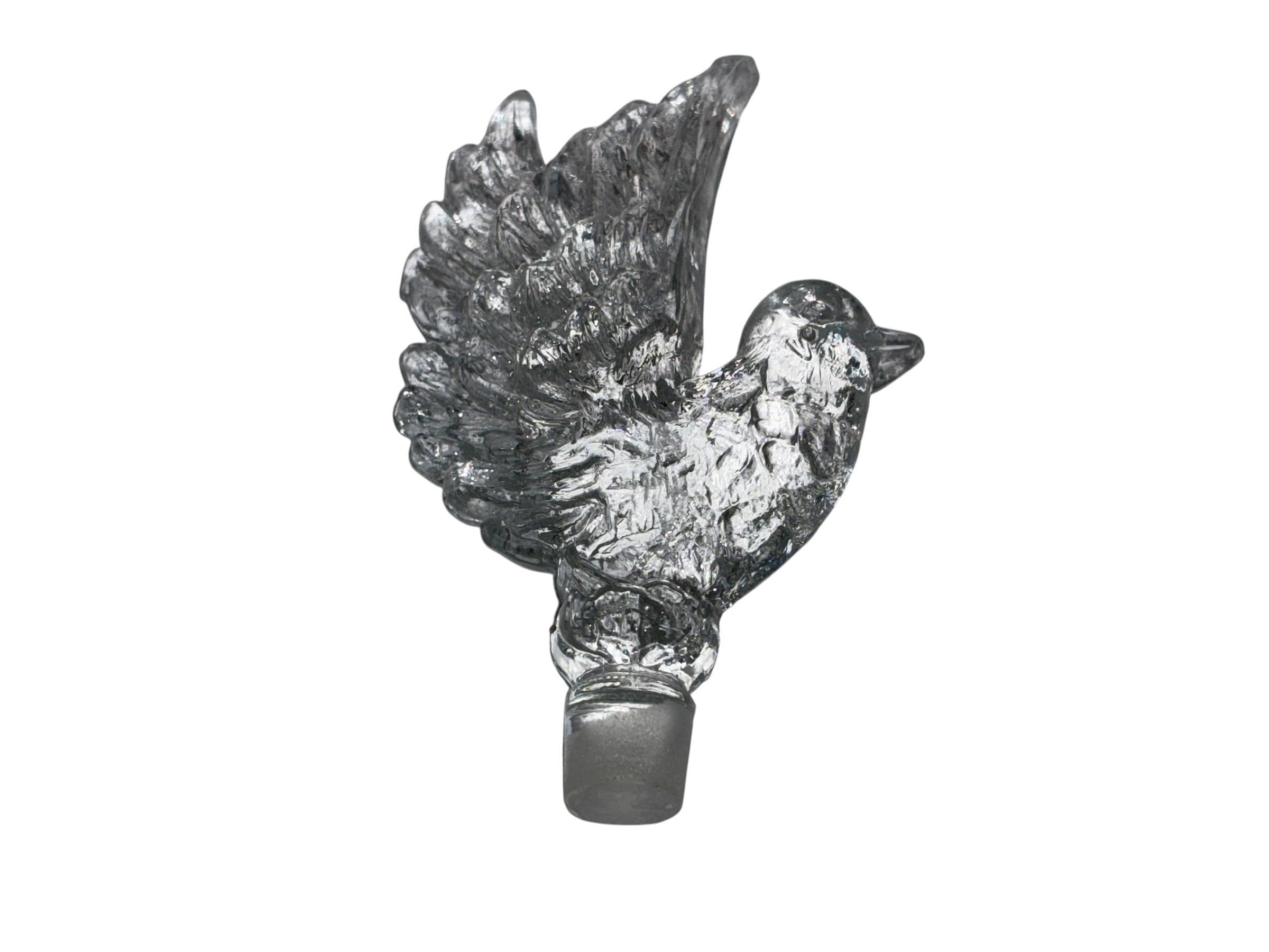 vintage Glass Bird Bottle Stopper, 4" Flying Bird Stopper, Bird Replacement Stopper, Large Bird Bottle Stopper, Glass Bird in Flight, Mint
