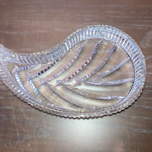 Waterford Paisley Vanity Tray, Waterford Crystal Leaf Dish, Waterford 7&quot; Perfume Tray, Waterford Crystal Tray, Waterford Trinket Tray, Mint