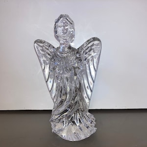 Vintage Waterford Crystal Praying Angel, Signed Waterford Nativity Angel, Waterford Christmas Guardian Angel 114930 Figure, Mint