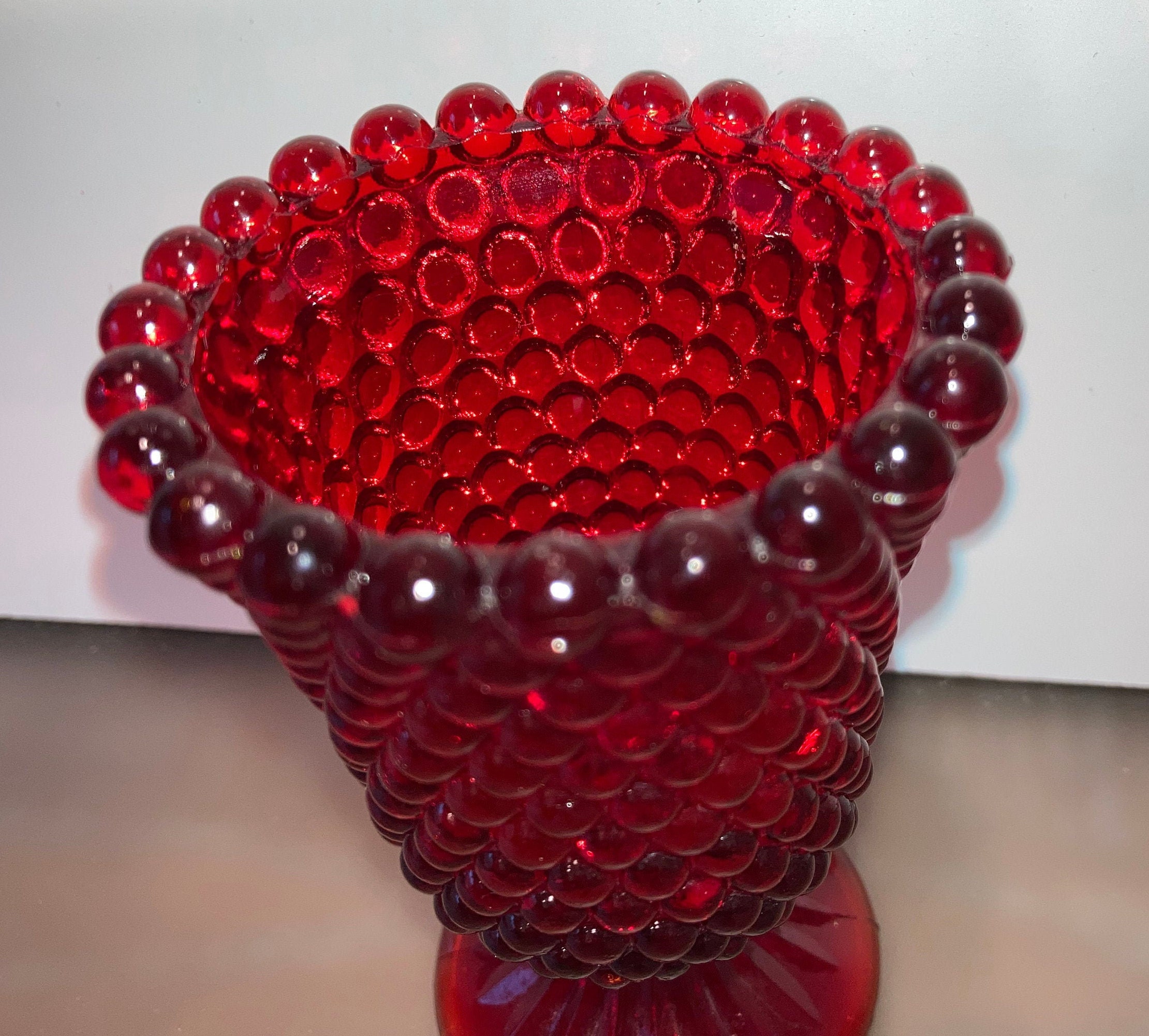 Fenton Ruby Red Hobnail Candle Holder Vintage Red 4 Etsy