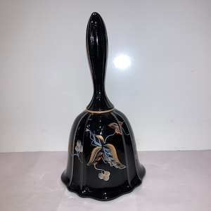 Fenton Black Scalloped Bell, Fenton Painted Vine and Leaf Bell, Fenton JK Spindler Designer Series, Signed D Frederick Fenton Bell, Mint