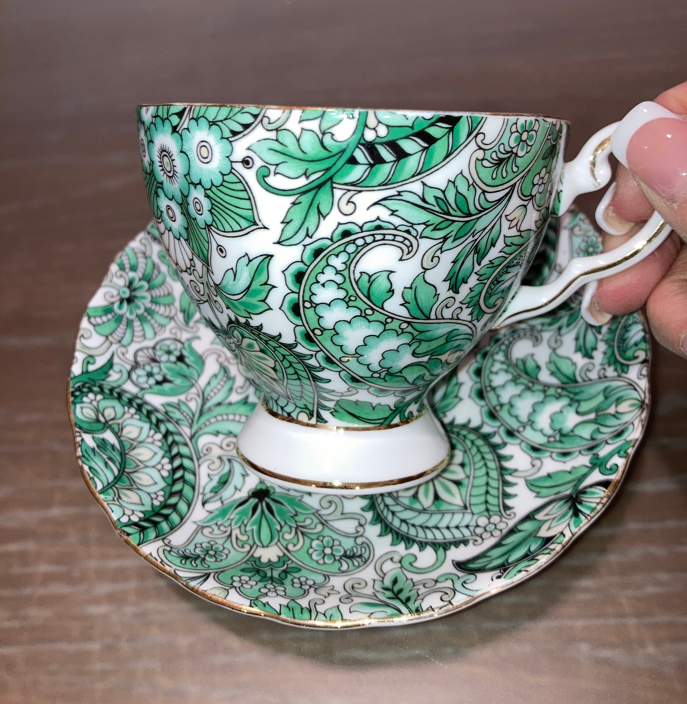 Royal Tuscan Tea Cup, Royal Tuscan Green Paisley, Green Paisley