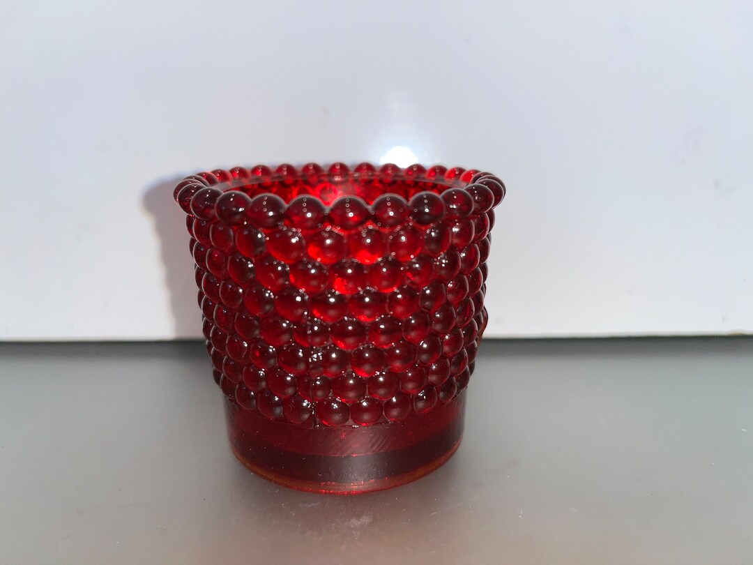 Fenton Red Hobnail Toothpick Holder, Vintage Hobnail Ruby Red Glass