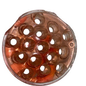 Vintage rosa Blumenfrosch, Vintage rosa Depression Glas Blumen Frosch, rosa Glas 16 Loch Blumen Frosch, CHIPS