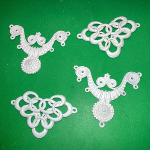 4 Vintage White Jewelry Findings, 1950 White Metal Jewelry Supplies, White Metal Craft Supplies, Jewelry Making Materials, Jewelry Findings