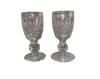 2 Vintage Waterford Colleen Cordial, Waterford Colleen Short Stem Cordial Glasses, Signed Waterford 3 1/4" Shot Glasses, Mint