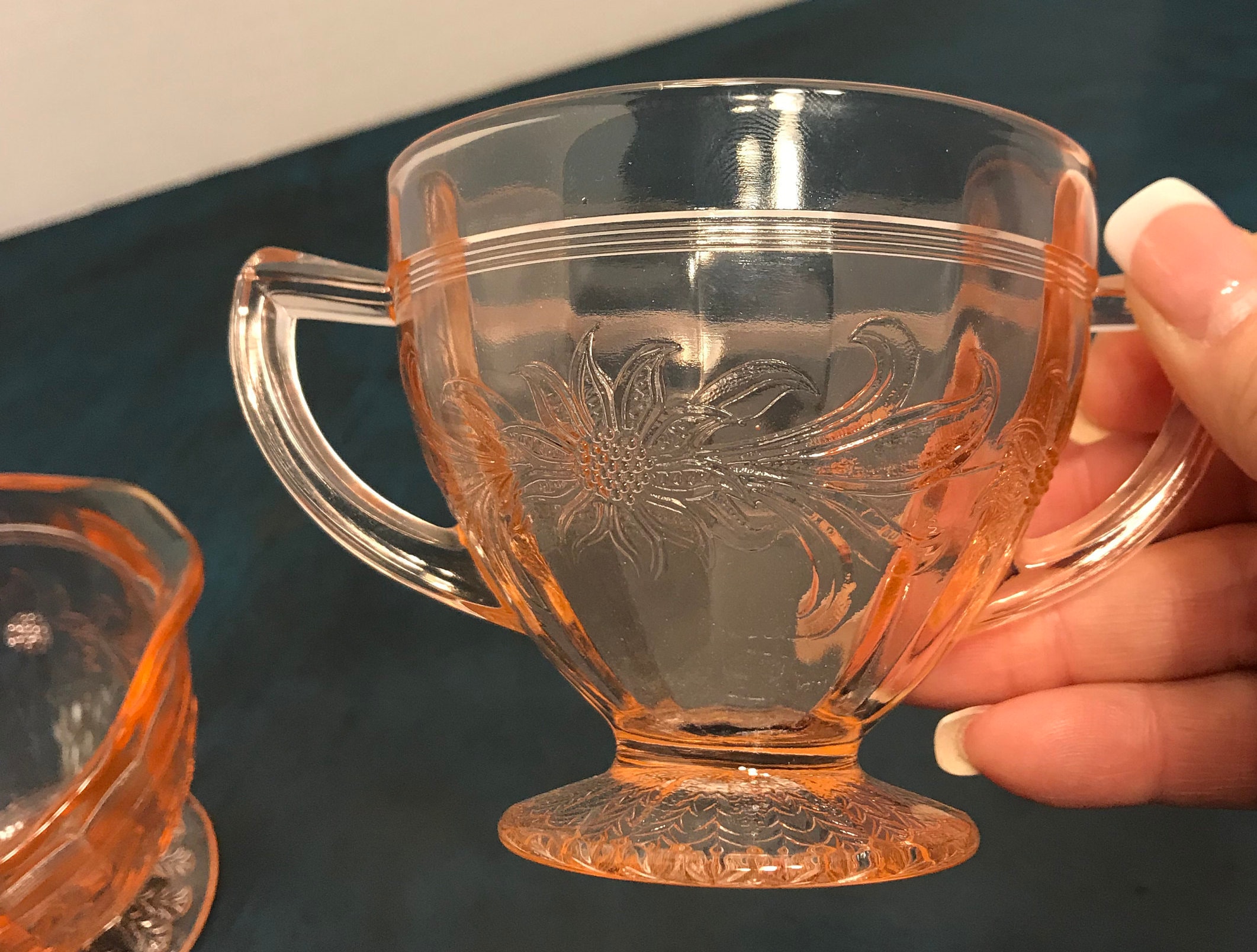 Vintage Pink Depression Glass Cream and Sugar Pink Depression - Etsy