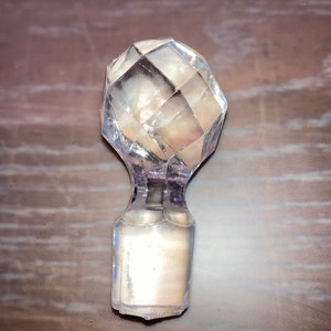 Mid Century Glass Bottle Stopper, Faceted Bottle Stopper, 3 1/2" Faceted Glass Bottle Stopper, Replacement Decanter Stopper, Chippy Bottom