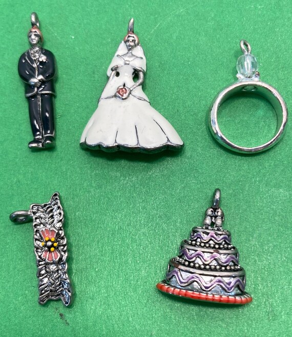 5 Wedding Charms, Wedding Craft Pieces, Charms for We… Gem
