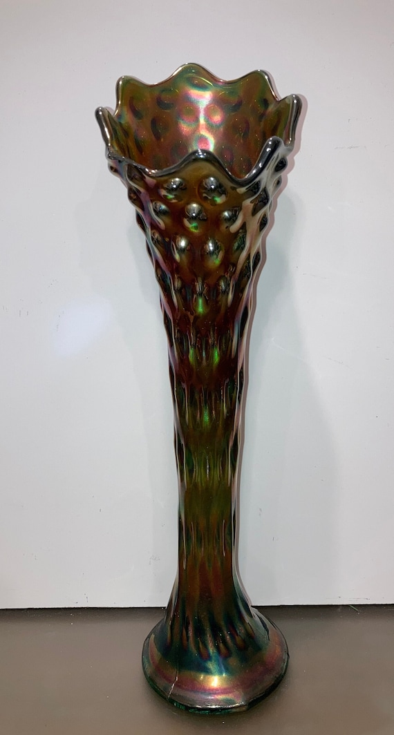 FENTONフェントンカー二バルアンティークUSA carnival vase Vintage Fenton Rustic Amber No Band Carnival Glass Funeral