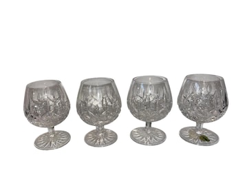 4 Vintage Waterford Lismore Brandy Glasses, Waterford 5 1/4" Brandy Glass, Signed Waterford Balloon Glasses, 12oz Lismore Brandy Glass, Mint