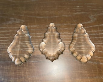 3 Antique French Pendalouge Crystals, Large Pendalouge Chandelier Prisms, Antique 4" Chandelier Crystals, Beveled French Prisms, READ