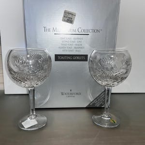 Pair of Vintage Waterford Millennium Prosperity Balloon Glasses, Waterford Prosperity Goblets, Signed Waterford, Waterford Balloon Wine, Box