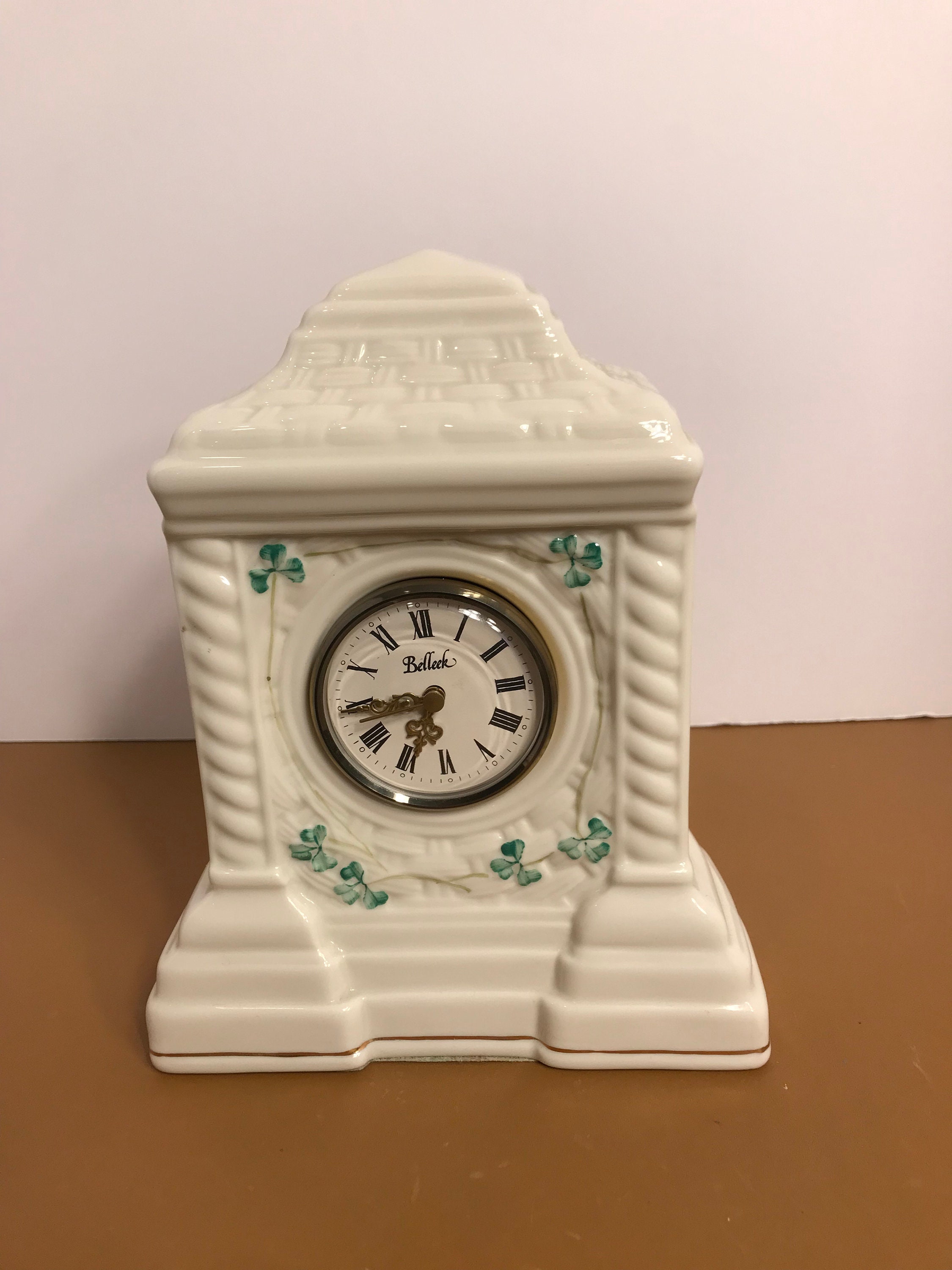 Vintage Belleek Cashel Clock Belleek Cream with Shamrocks Etsy
