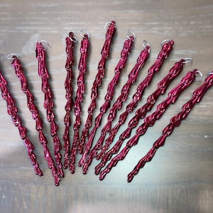 12 Vintage Fuchsia Icicle Christmas Ornaments, Shatterproof 6&quot; Dark Pink Icicle Ornaments, Set of 12 Pink Drip Icicle Ornaments, Drip Icicle
