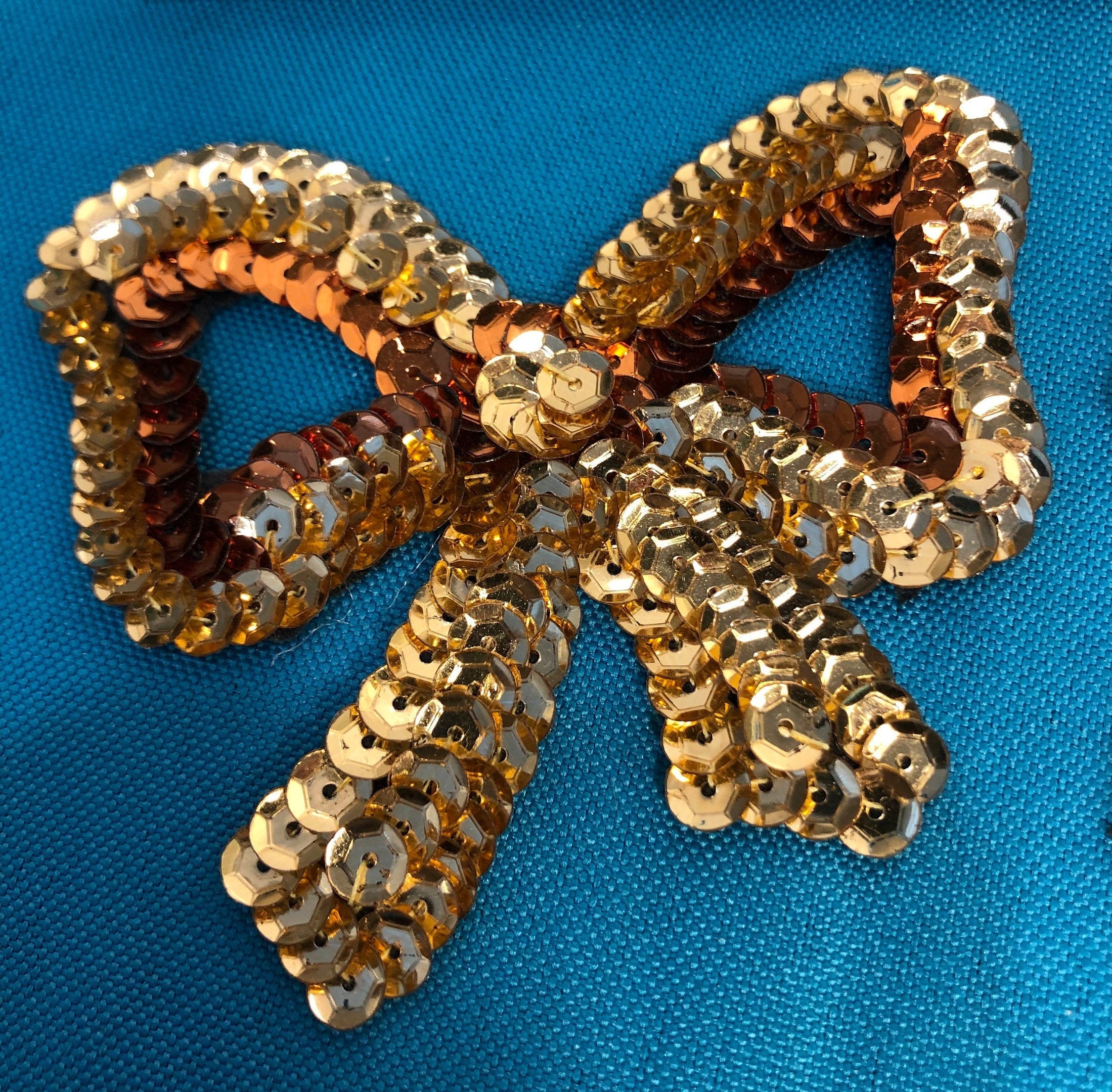 7 Sew on Appliques Lot 5 Sequin Gold Bow Sew On 2 Pineapple Etsy