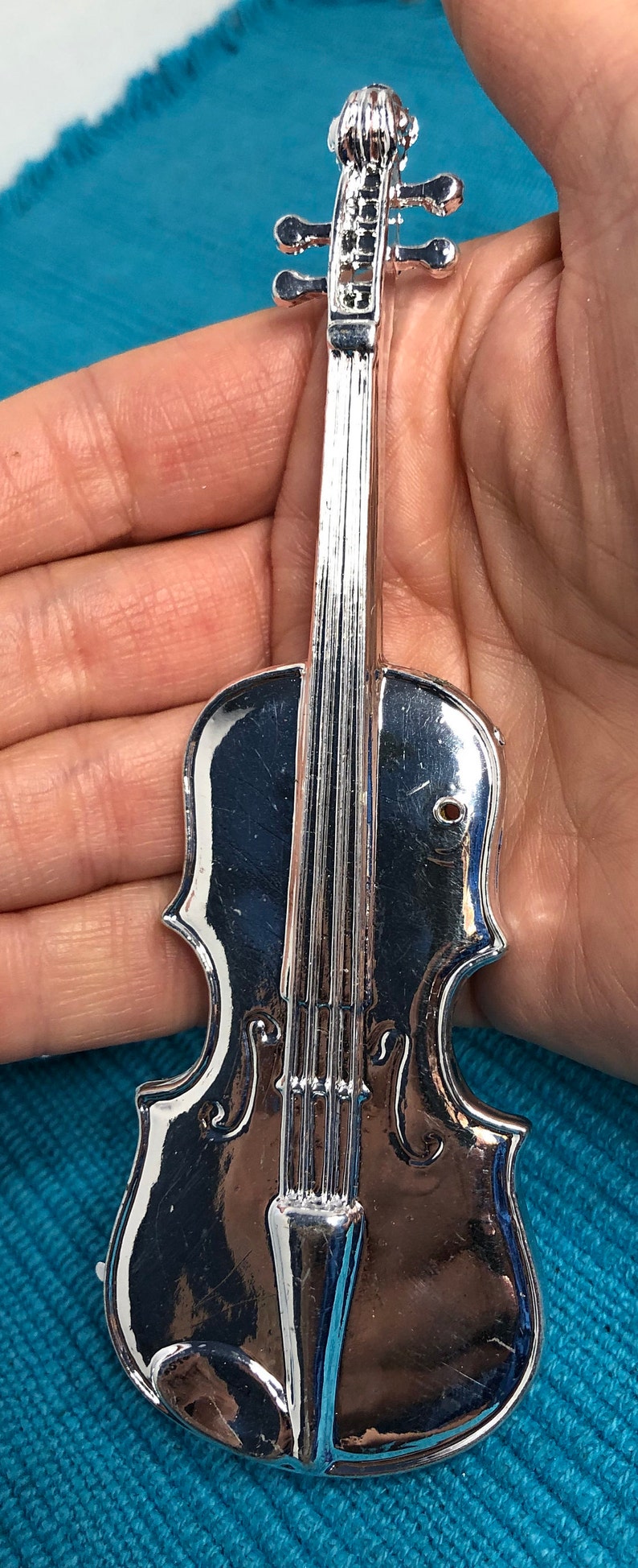 5 Vintage Chrome Violin Ornament Vintage Musical Ornaments Etsy