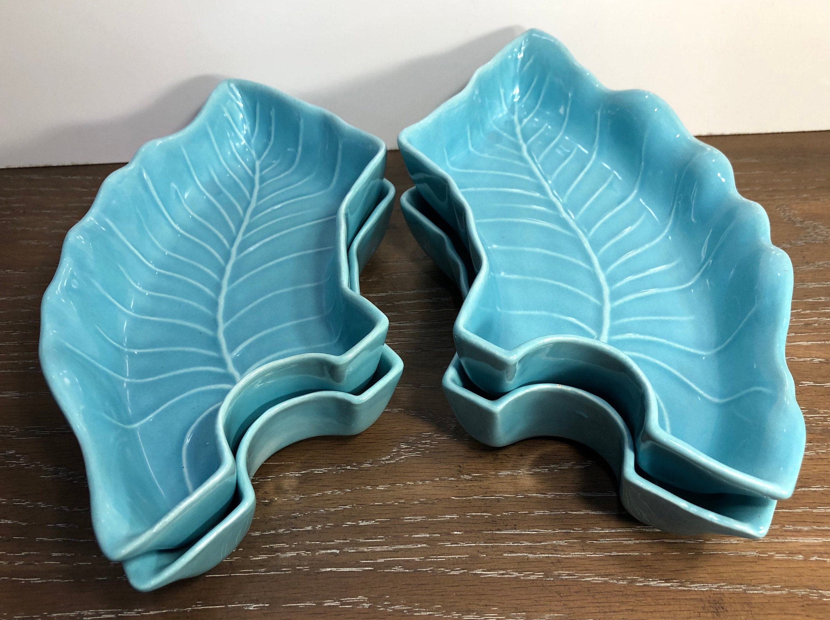 お中元 お歳暮 お年賀 夏 冬 年末年始のご挨拶 ギフト 通販な Original California Vintage 4 USA Leaf Aqua Dishes, Leaf コレクション