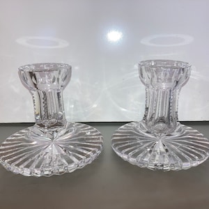 Pair of Waterford 4&quot; Giftware Candlesticks, Crystal Waterford Candle Holders, Irish Crystal Candlesticks, READ