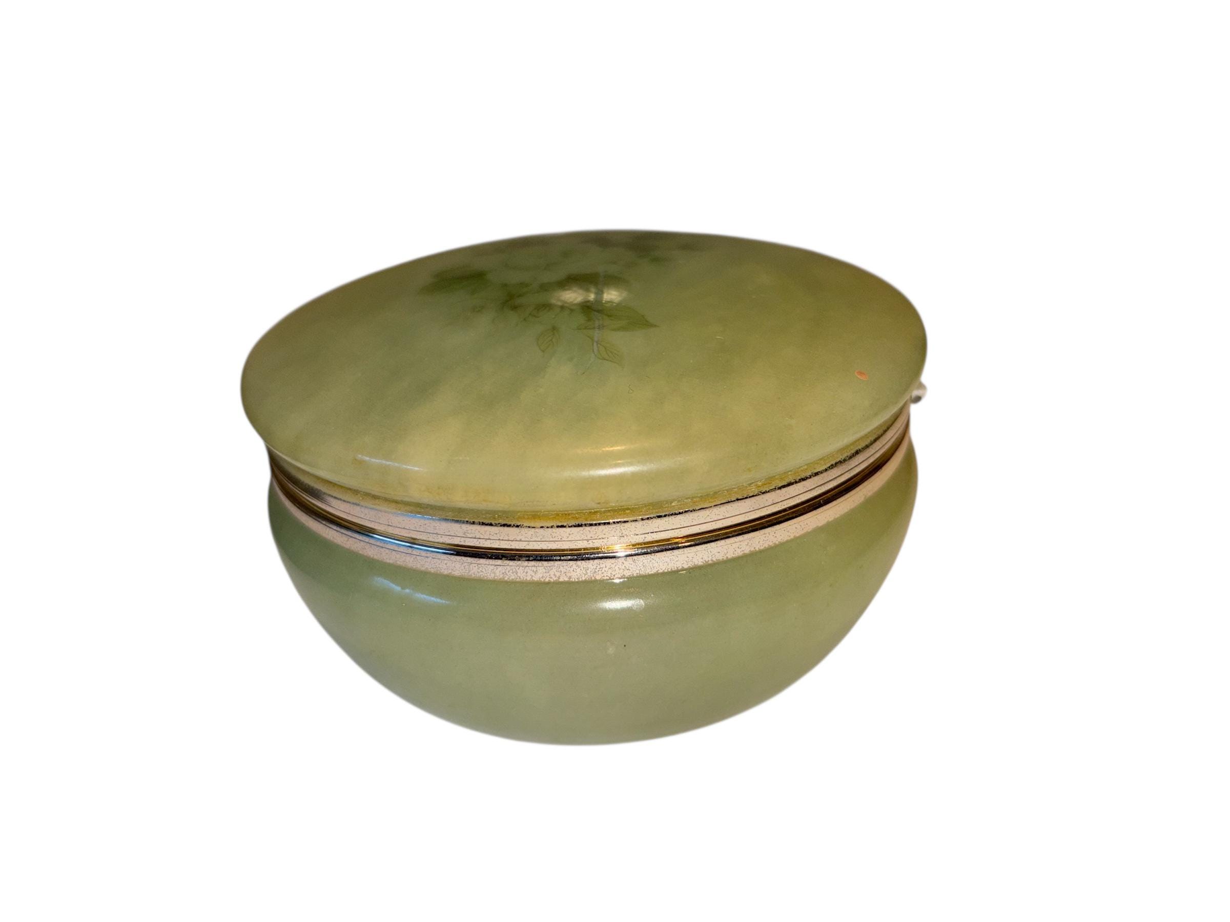 Mid Century Alabaster Hinged Box, Green Alabaster Trinket Box Italy ...
