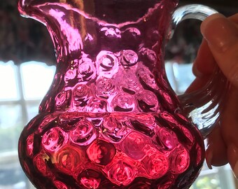 Pink Swirled Glass Pitcher, Small Pink Blown Glass Pitcher With Clear  Handle, Vintage Hand Made Fine Art Glass Creamer Pitcher Best Gift