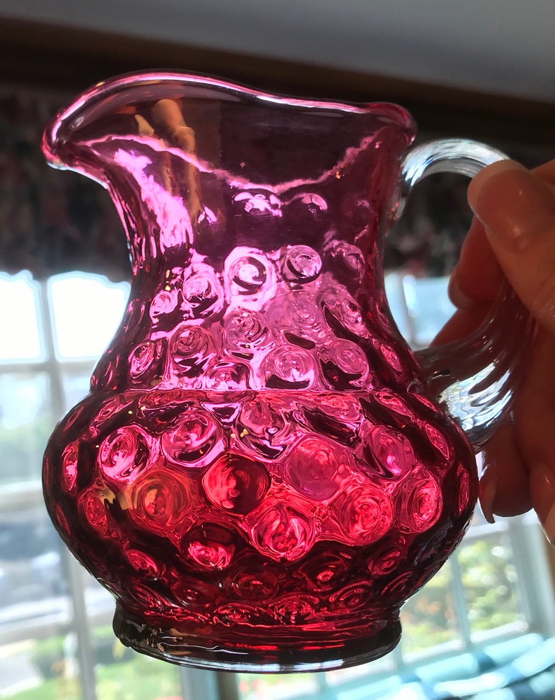 Cranberry Hand Blown Pitcher Vintage Cranberry Clear Art | Etsy