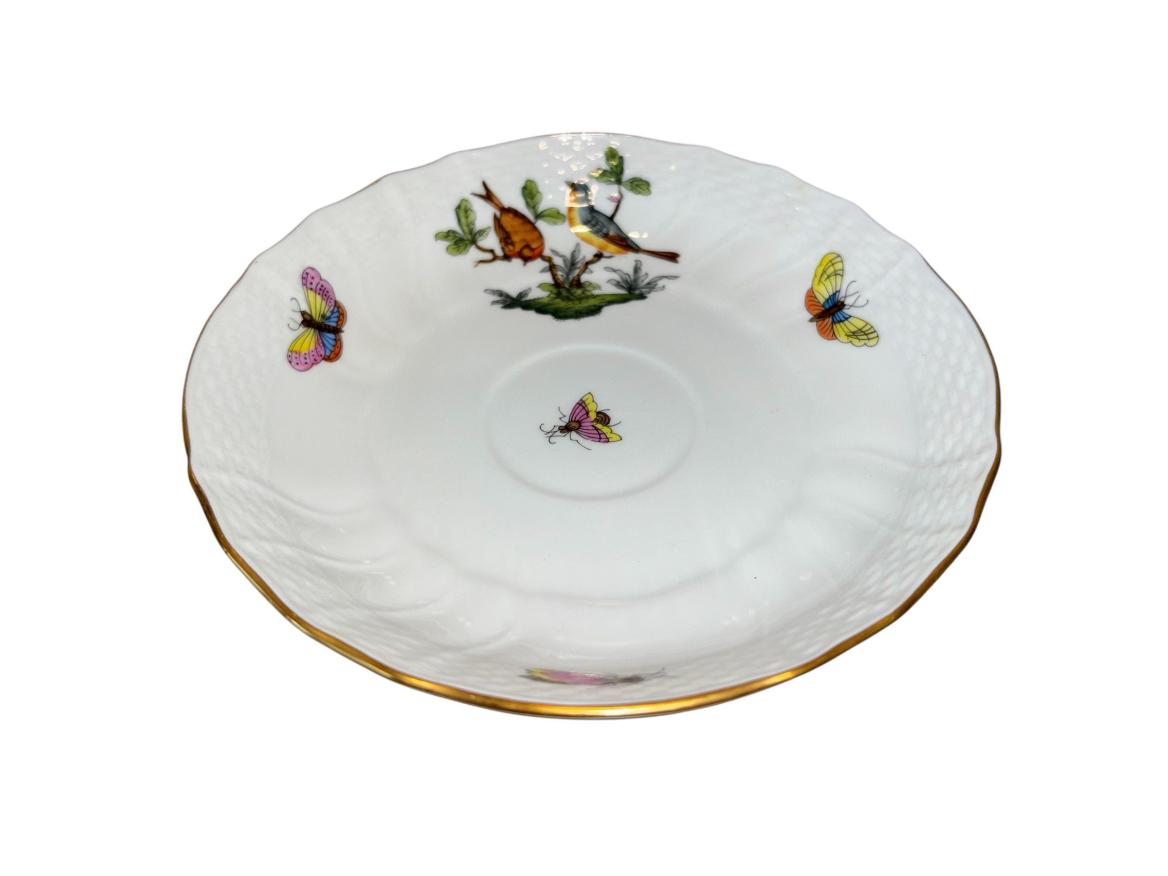 Vintage HEREND Rothchild Birds Saucer, Herend Rothchild 1718