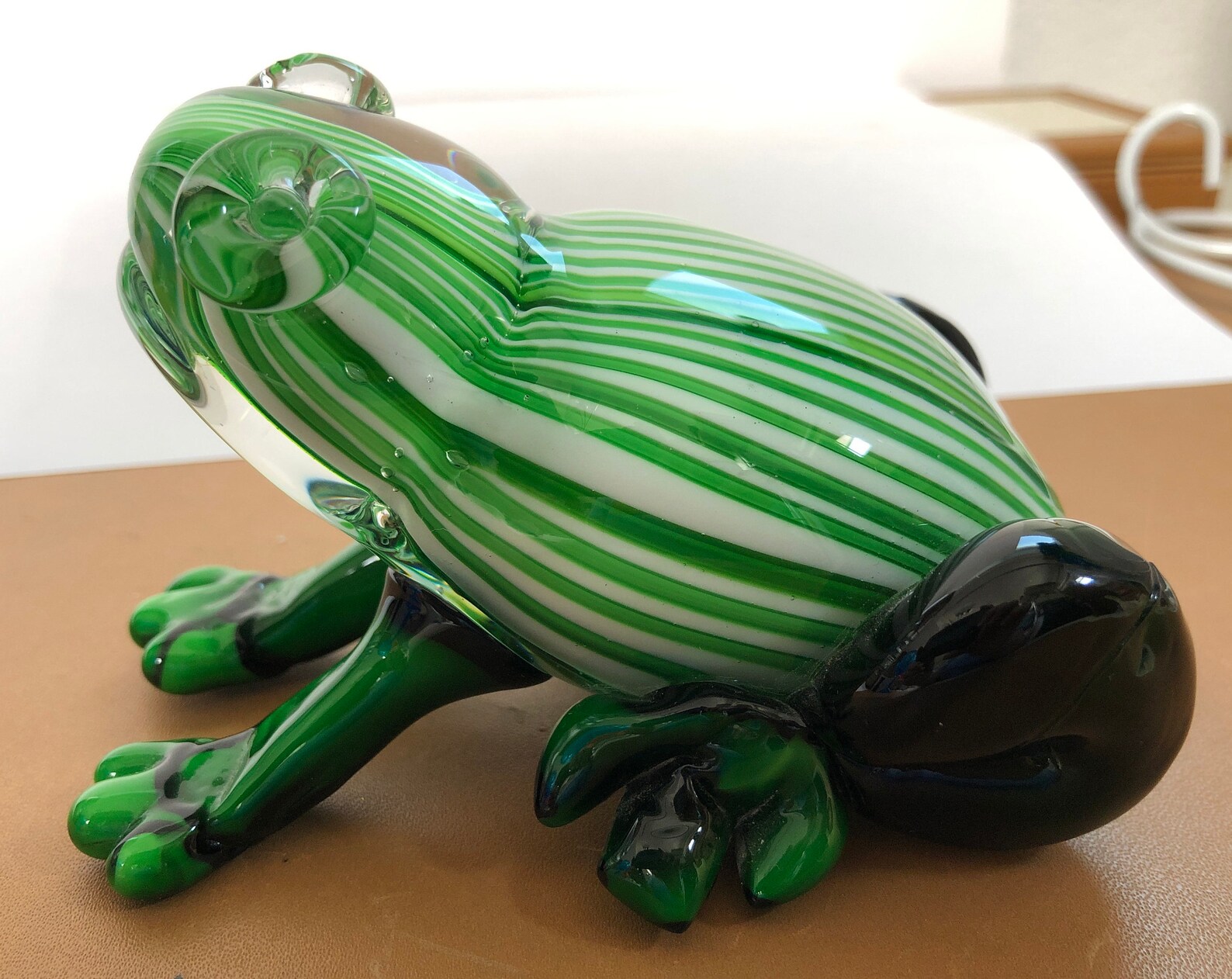 Vintage Murano Glass Frog Emerald Green Glass Striped Frog Etsy