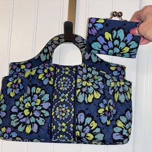 Vera Bradley Quilted Abby Purse with Wallet, Vera Bradley indigo Pop Print 15&quot; Satchel, Vintage Vera Bradley Purse with Wallet, Good